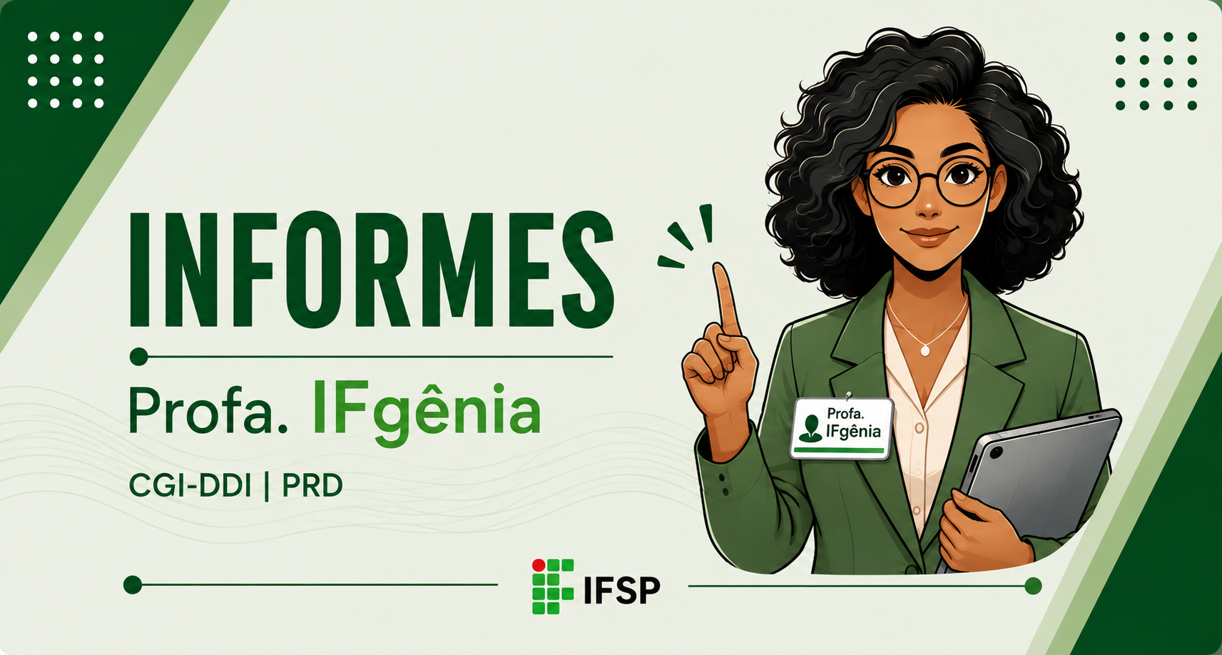 Banner Informes da Profa. IFgênia